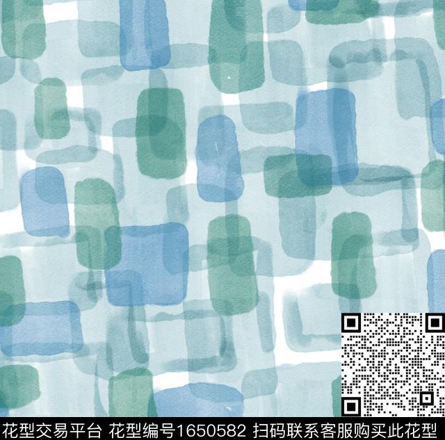 小清新彩色几何水彩花卉数码印花花型下载（图片编号: 1650582） - 瓦栏（Walan）