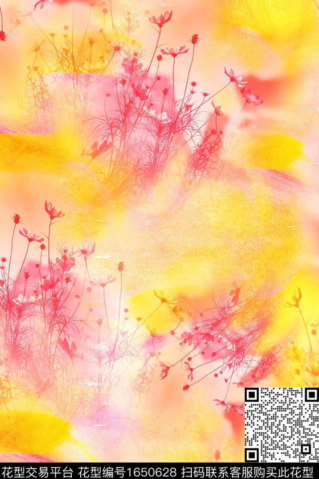 年轻女装中国风满版散花数码印花花型下载（图片编号: 1650628） - 瓦栏（Walan）