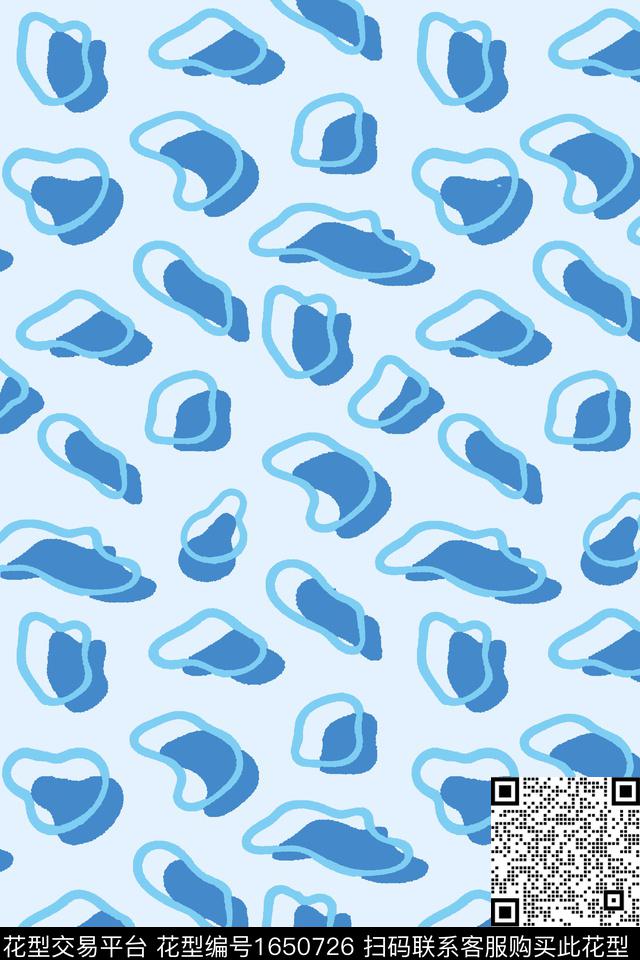 线条蓝色不规则几何传统印花花型下载（图片编号: 1650726） - 瓦栏（Walan）