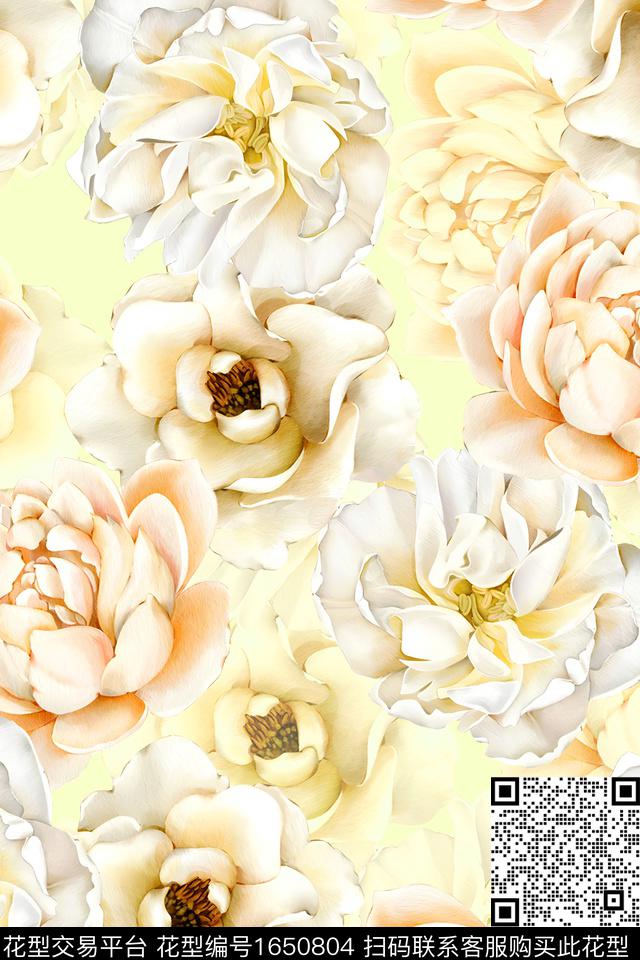 年轻女装小清新花卉数码印花花型下载（图片编号: 1650804） - 瓦栏（Walan）