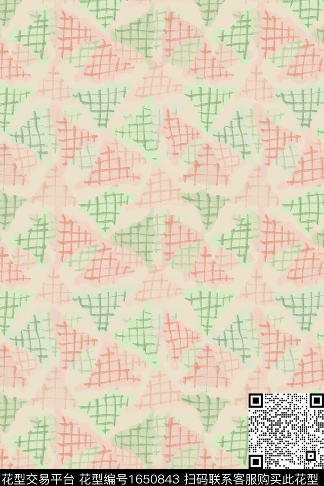 简约格子几何数码印花花型下载（图片编号: 1650843） - 瓦栏（Walan）