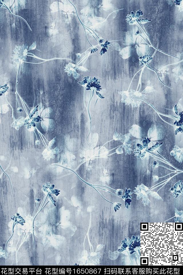 年轻女装满版散花中老年数码印花花型下载（图片编号: 1650867） - 瓦栏（Walan）