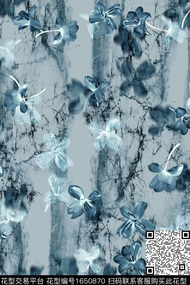 年轻女装满版散花中老年数码印花花型下载（图片编号: 1650870） - 瓦栏（Walan）