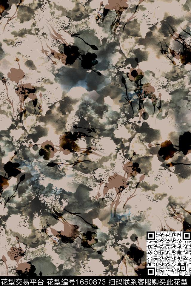 年轻女装满版散花中老年数码印花花型下载（图片编号: 1650873） - 瓦栏（Walan）