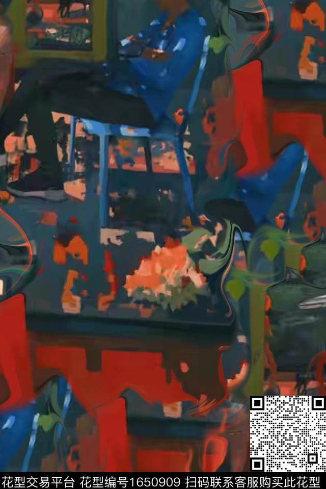 年轻女装几何复古数码印花花型下载（图片编号: 1650909） - 瓦栏（Walan）