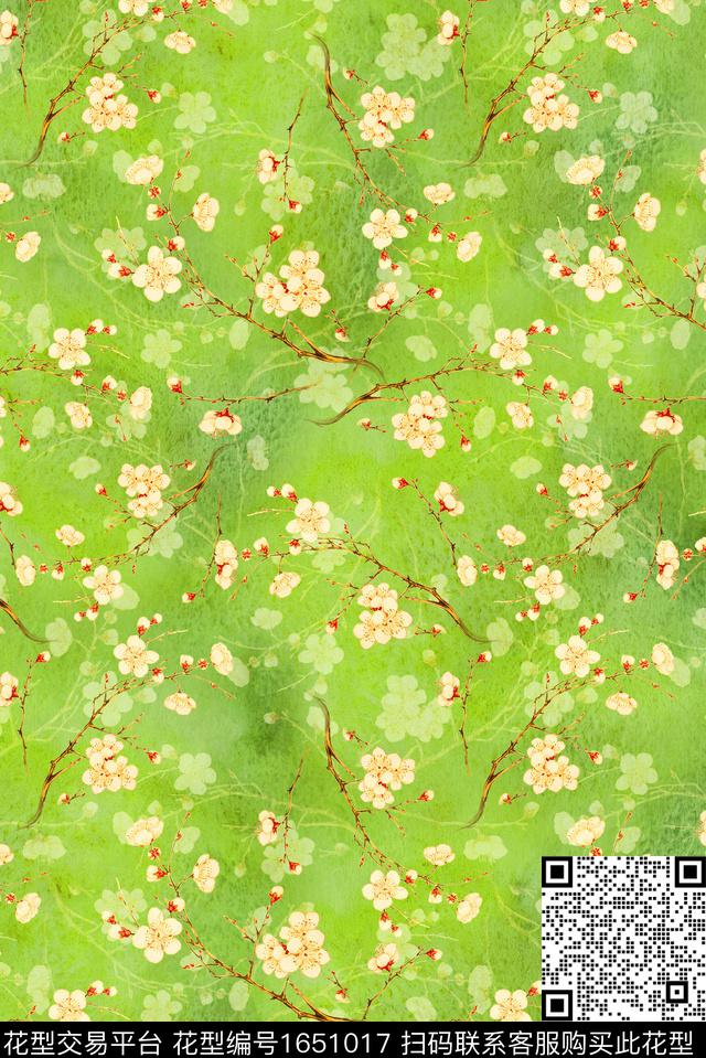 年轻女装满版散花朦胧花卉数码印花花型下载（图片编号: 1651017） - 瓦栏（Walan）