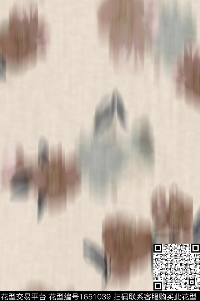 花卉跳接抽象花卉数码印花花型下载（图片编号: 1651039） - 瓦栏（Walan）