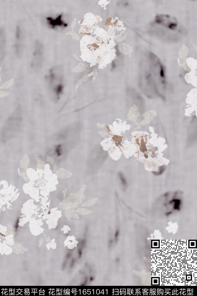 花卉抽象花卉模糊花卉数码印花花型下载（图片编号: 1651041） - 瓦栏（Walan）