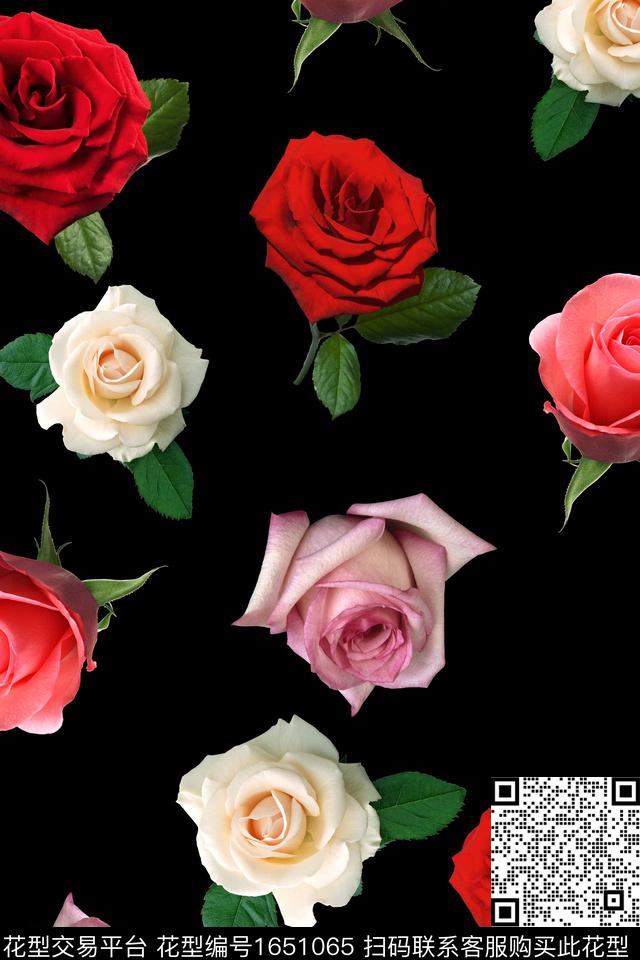 年轻女装真丝花卉数码印花花型下载（图片编号: 1651065） - 瓦栏（Walan）