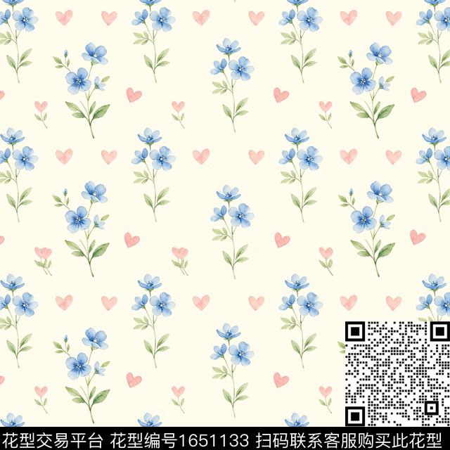 花卉小碎花爱心数码印花花型下载（图片编号: 1651133） - 瓦栏（Walan）