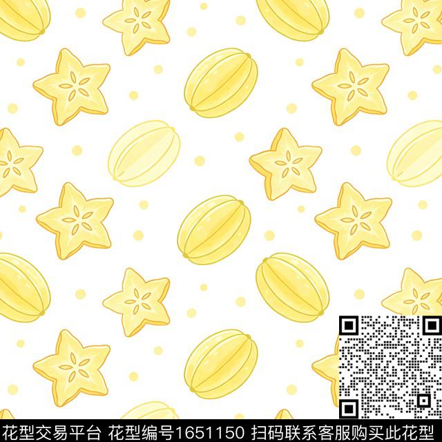 杨桃波点水果数码印花花型下载（图片编号: 1651150） - 瓦栏（Walan）