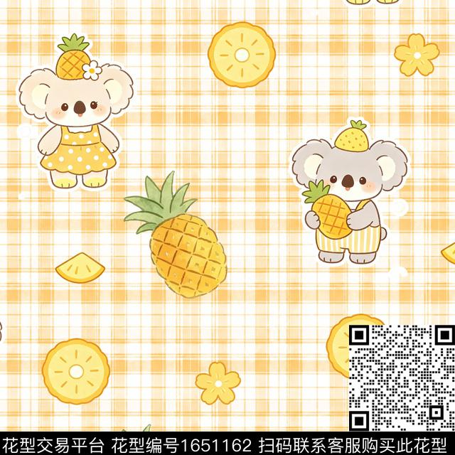 菠萝考拉小花数码印花花型下载（图片编号: 1651162） - 瓦栏（Walan）