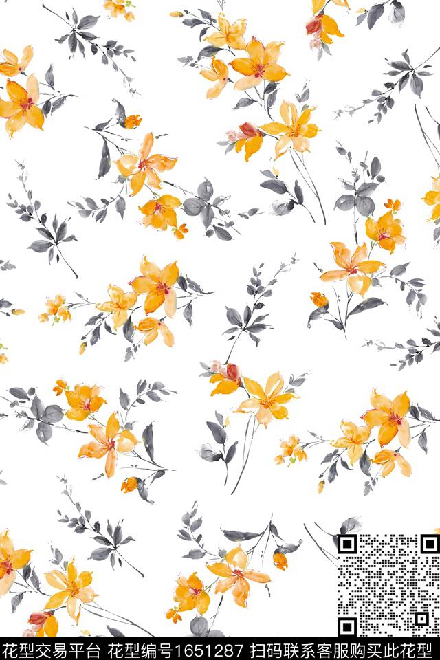 年轻女性花卉小碎花数码印花花型下载（图片编号: 1651287） - 瓦栏（Walan）