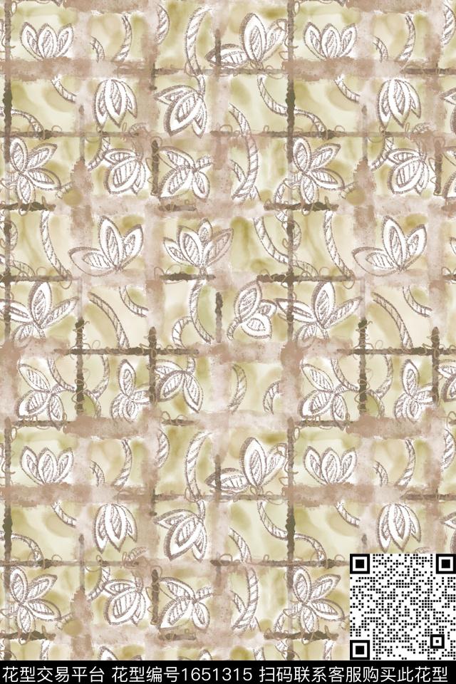 侘寂花卉水彩数码印花花型下载（图片编号: 1651315） - 瓦栏（Walan）