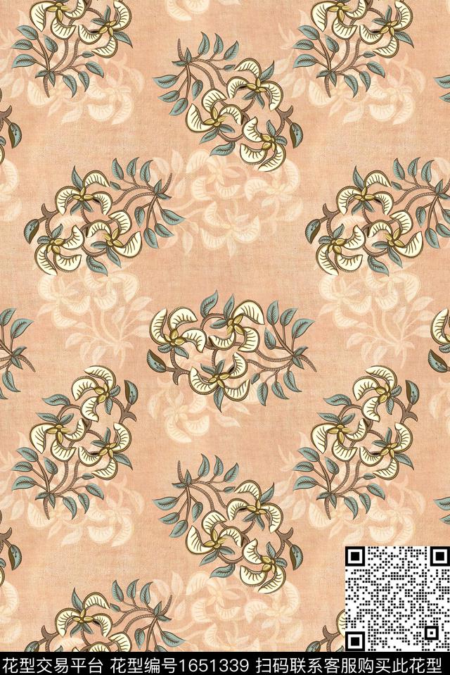 年轻女装满版散花朦胧花卉数码印花花型下载（图片编号: 1651339） - 瓦栏（Walan）