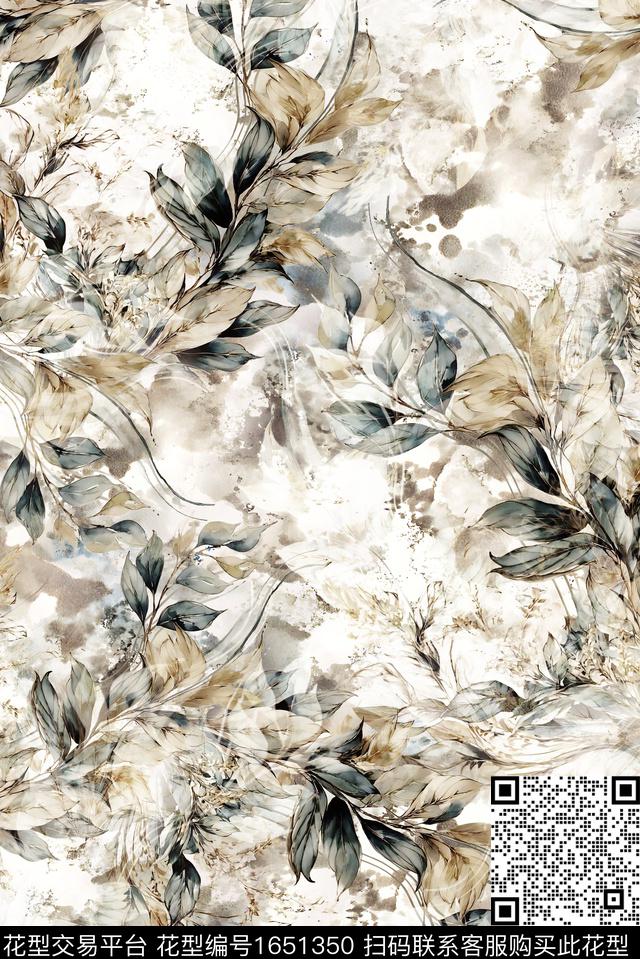 年轻女装满版散花水彩花卉数码印花花型下载（图片编号: 1651350） - 瓦栏（Walan）