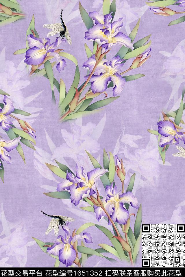 年轻女装满版散花水彩花卉数码印花花型下载（图片编号: 1651352） - 瓦栏（Walan）