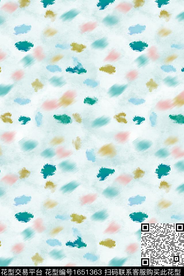 小清新点彩水彩数码印花花型下载（图片编号: 1651363） - 瓦栏（Walan）