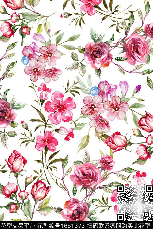 花卉抽象花卉小碎花数码印花花型下载（图片编号: 1651373） - 瓦栏（Walan）