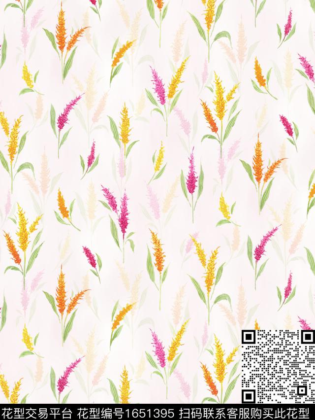小清新水彩麦穗数码印花花型下载（图片编号: 1651395） - 瓦栏（Walan）