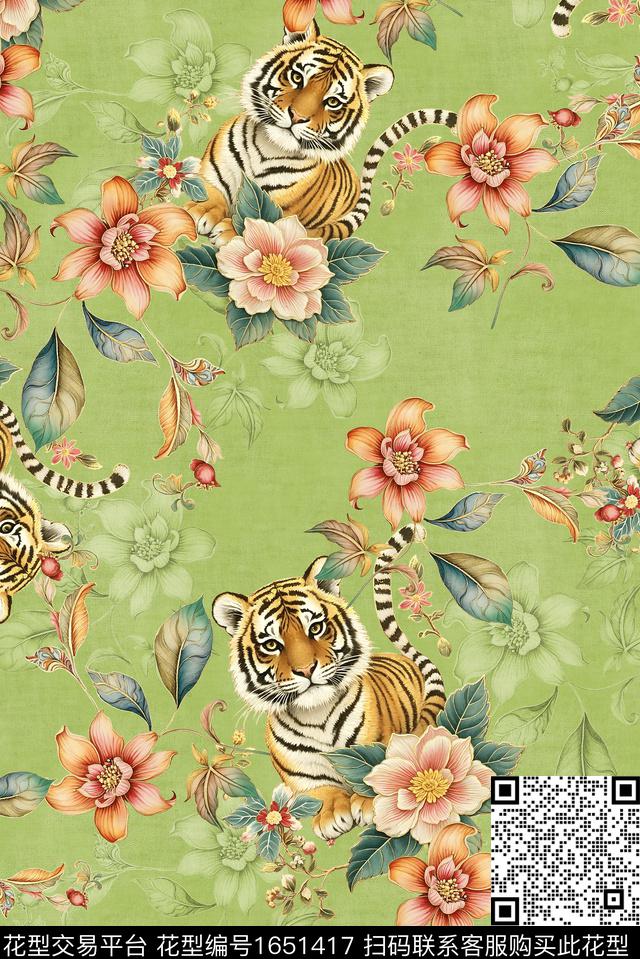 年轻女装满版散花水彩花卉数码印花花型下载（图片编号: 1651417） - 瓦栏（Walan）