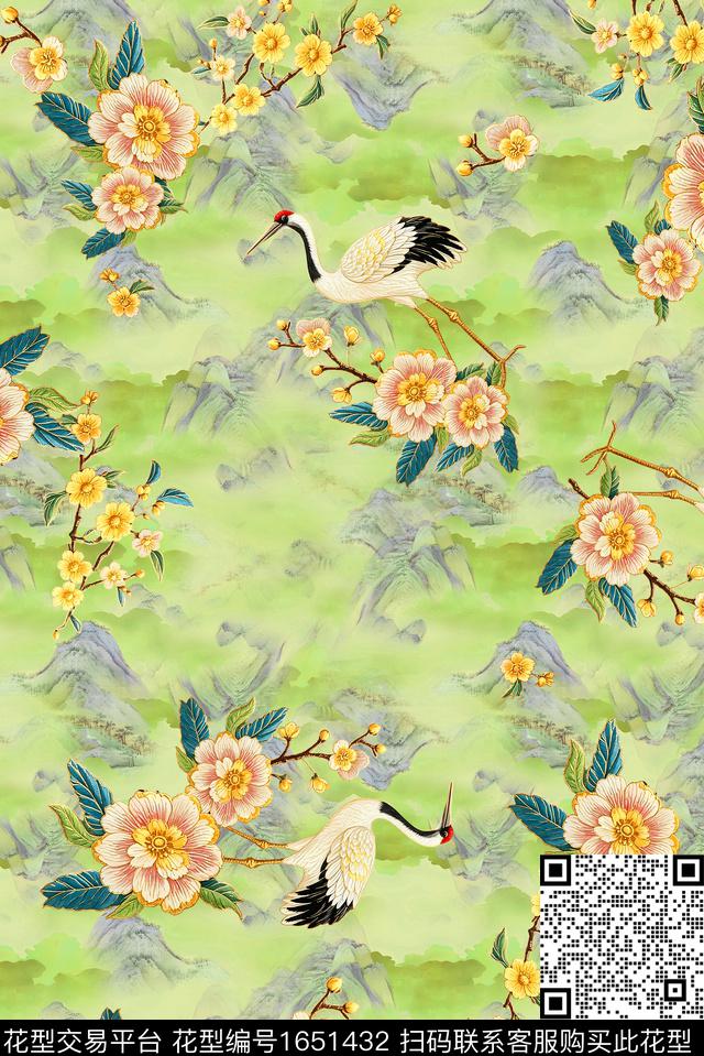 年轻女装满版散花水彩花卉数码印花花型下载（图片编号: 1651432） - 瓦栏（Walan）