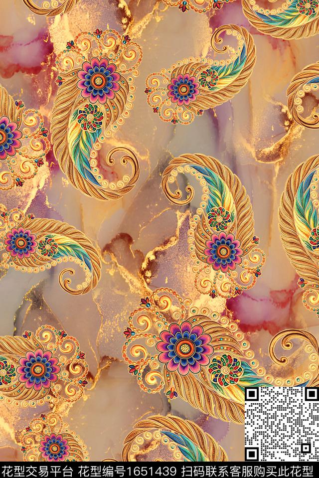 年轻女装满版散花中老年数码印花花型下载（图片编号: 1651439） - 瓦栏（Walan）