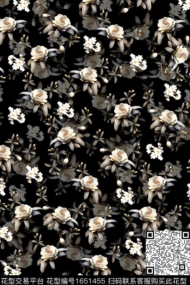 满版散花花卉小碎花数码印花花型下载（图片编号: 1651455） - 瓦栏（Walan）