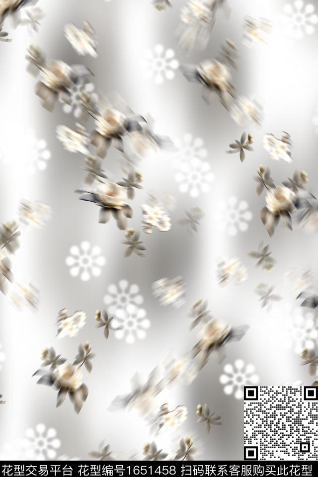 满版散花抽象花卉数码花型数码印花花型下载（图片编号: 1651458） - 瓦栏（Walan）