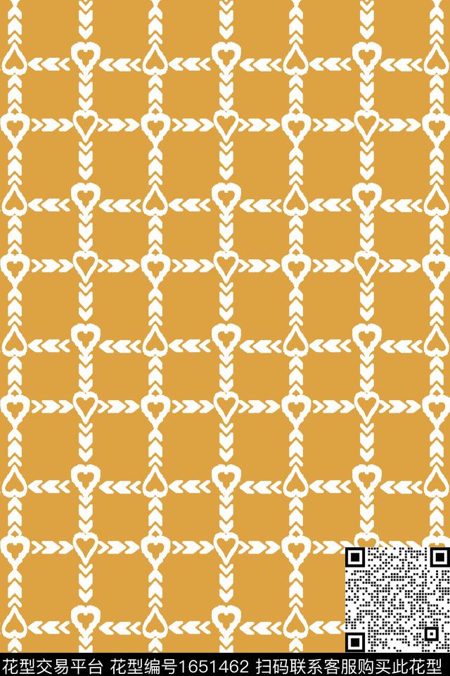 格子爱心条纹传统印花花型下载（图片编号: 1651462） - 瓦栏（Walan）