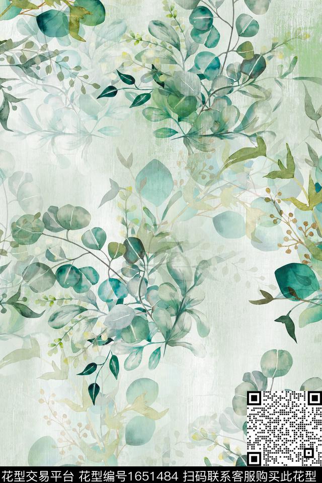 年轻女装小清新花卉数码印花花型下载（图片编号: 1651484） - 瓦栏（Walan）