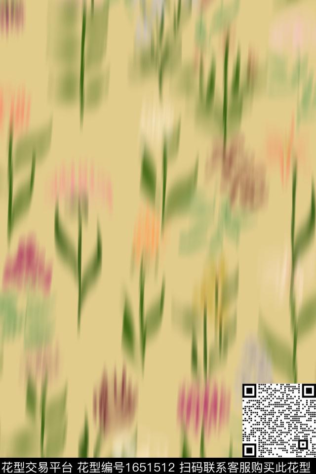 剪影花卉肌理数码印花花型下载（图片编号: 1651512） - 瓦栏（Walan）