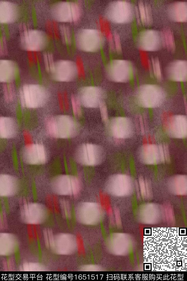 水彩朦胧花卉波点数码印花花型下载（图片编号: 1651517） - 瓦栏（Walan）