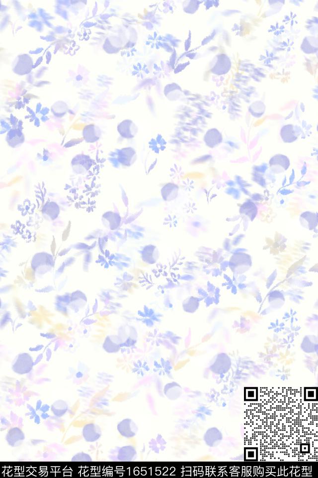 小清新花卉水彩数码印花花型下载（图片编号: 1651522） - 瓦栏（Walan）