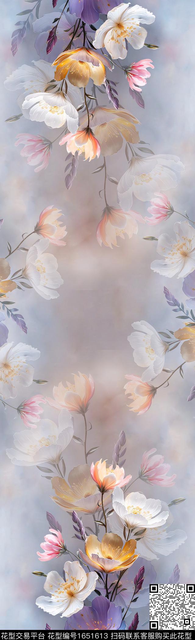 兰花花卉数码花型数码印花花型下载（图片编号: 1651613） - 瓦栏（Walan）