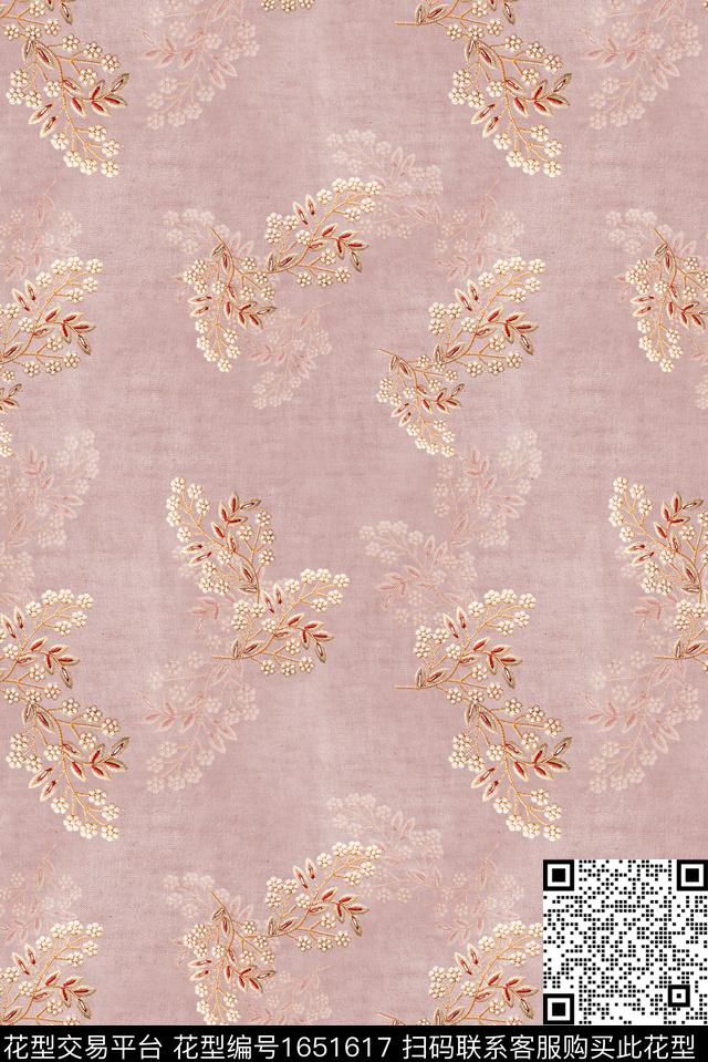 年轻女装满版散花水彩花卉数码印花花型下载（图片编号: 1651617） - 瓦栏（Walan）
