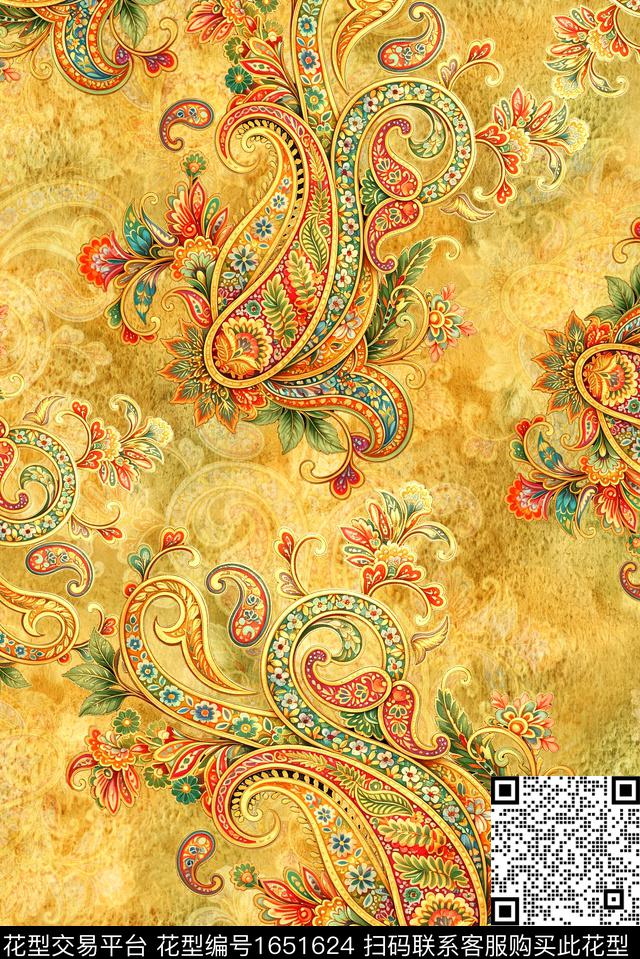 年轻女装满版散花水彩花卉数码印花花型下载（图片编号: 1651624） - 瓦栏（Walan）