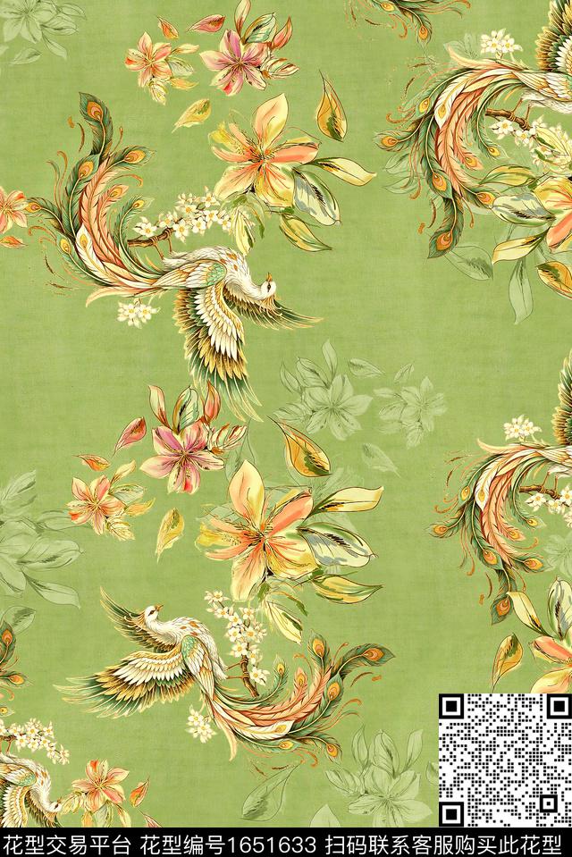 年轻女装满版散花水彩花卉数码印花花型下载（图片编号: 1651633） - 瓦栏（Walan）