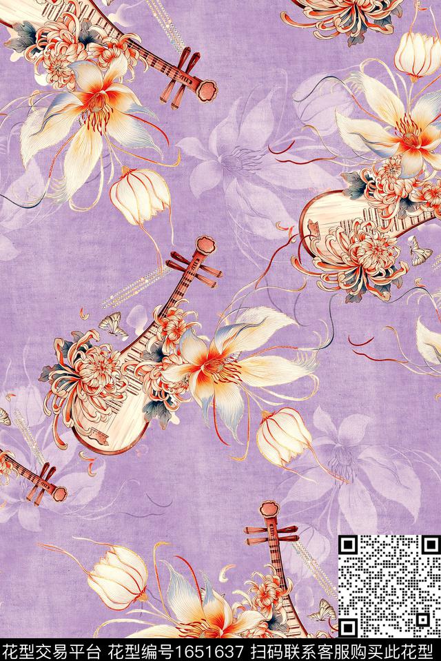年轻女装满版散花水彩花卉数码印花花型下载（图片编号: 1651637） - 瓦栏（Walan）