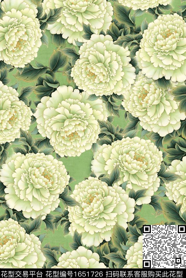 年轻女装中国风满版散花数码印花花型下载（图片编号: 1651726） - 瓦栏（Walan）