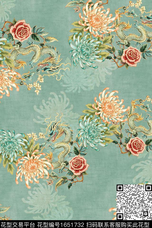 年轻女装满版散花水彩花卉数码印花花型下载（图片编号: 1651732） - 瓦栏（Walan）