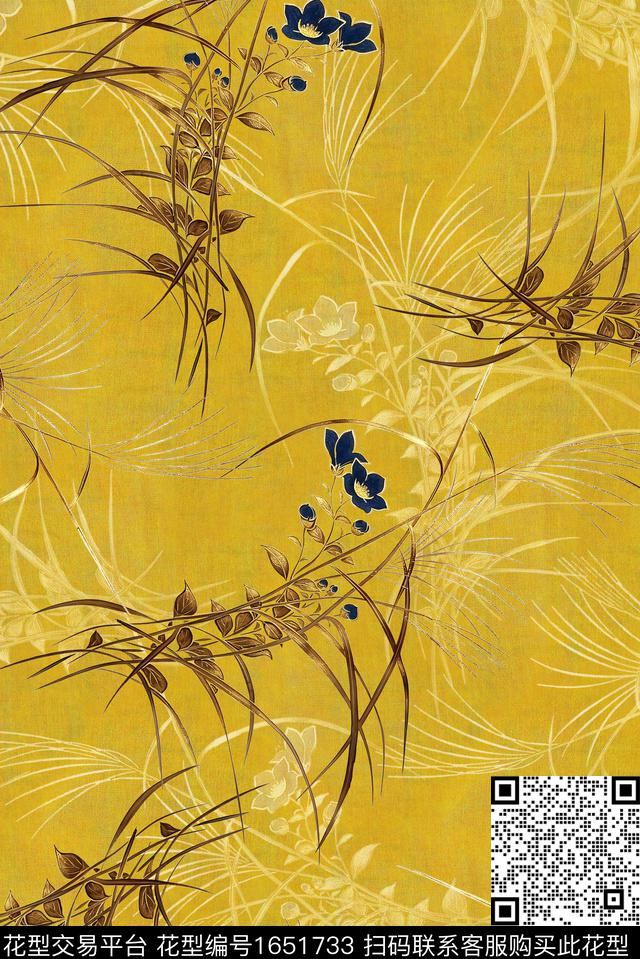年轻女装满版散花水彩花卉数码印花花型下载（图片编号: 1651733） - 瓦栏（Walan）
