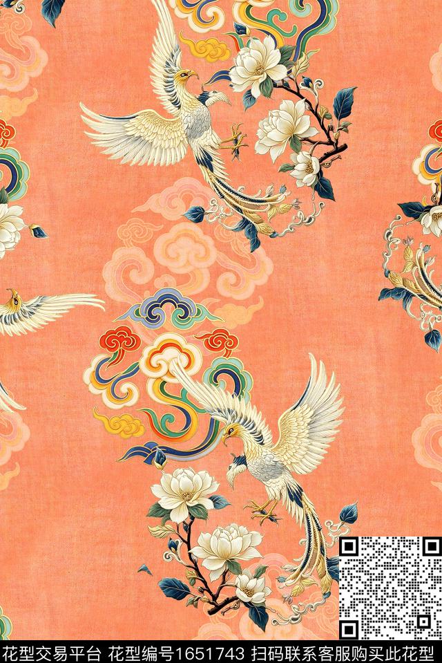 年轻女装满版散花水彩花卉数码印花花型下载（图片编号: 1651743） - 瓦栏（Walan）