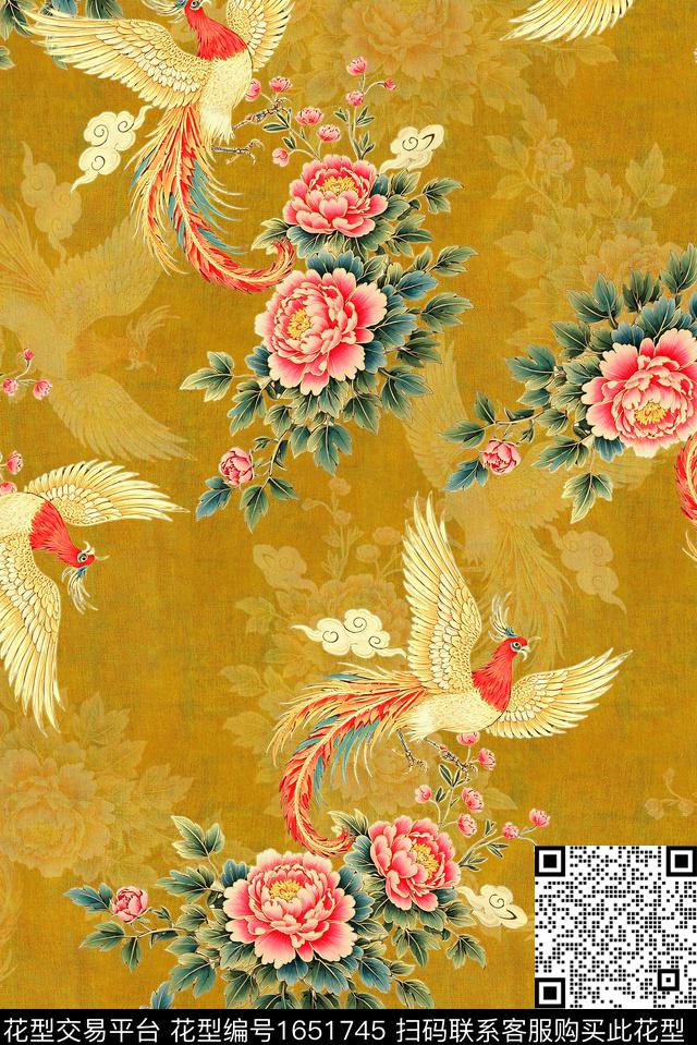年轻女装满版散花水彩花卉数码印花花型下载（图片编号: 1651745） - 瓦栏（Walan）