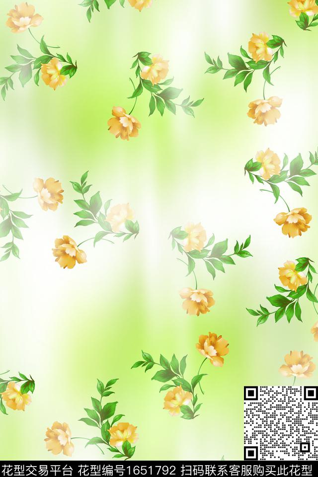 满版散花花卉数码花型数码印花花型下载（图片编号: 1651792） - 瓦栏（Walan）