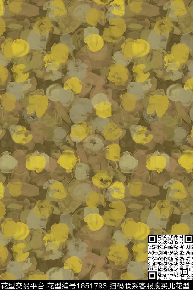 笔触波点几何数码印花花型下载（图片编号: 1651793） - 瓦栏（Walan）