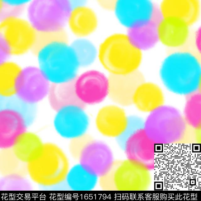 彩色几何波点圆形数码印花花型下载（图片编号: 1651794） - 瓦栏（Walan）