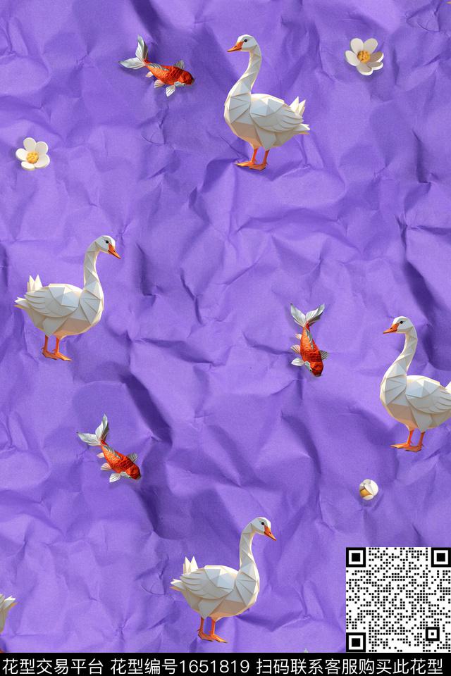 趣味花卉卡通数码印花花型下载（图片编号: 1651819） - 瓦栏（Walan）