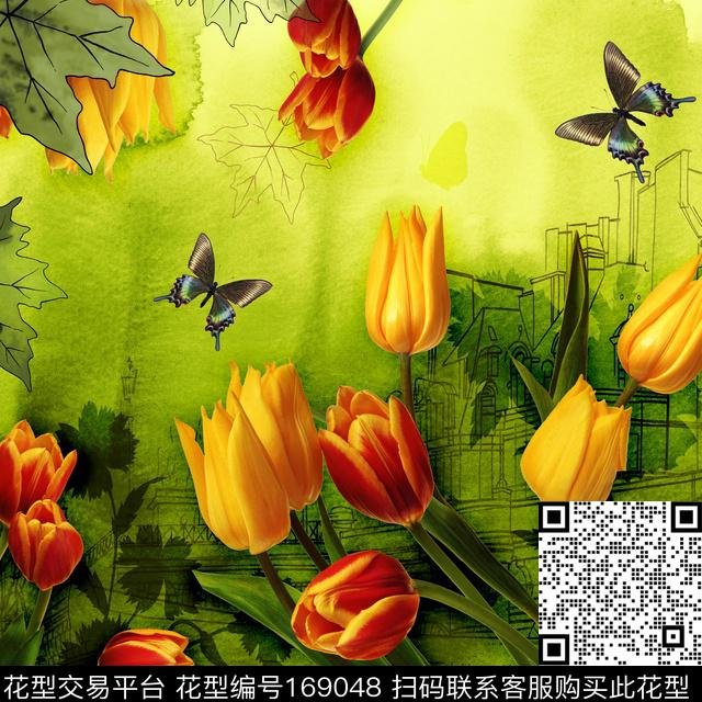 照片花卉郁金香树叶数码印花花型下载（图片编号: 169048） - 瓦栏（Walan）