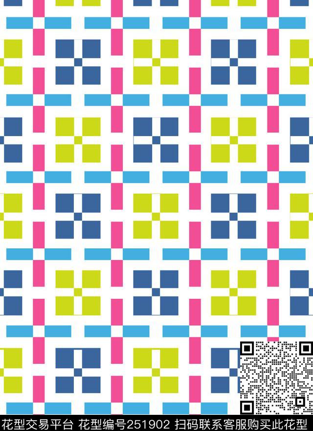 复古格子几何传统印花花型下载（图片编号: 251902） - 瓦栏（Walan）